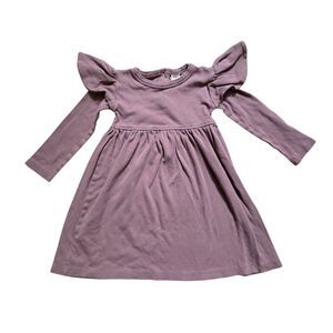 Kate Quinn Girls 4T Organic Cotton Dress Toddler Purple Long Sleeve Ruffle